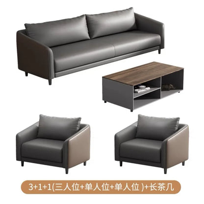 Office Sofa Modern Meeting Guests Business Reception Negotiation Leisure Area Modern Leather Sofa Coffee Table Combination Set