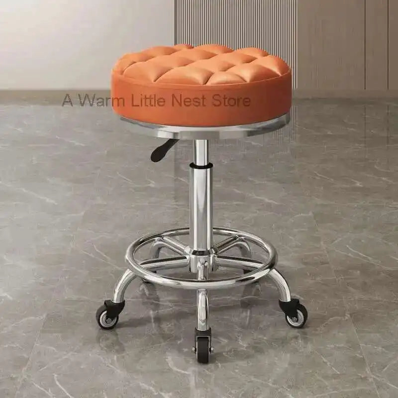 Barber Nail Salon Chair Swivel Wheels Rotating Salon Hair Stylist Barbershop Equipment Furniture Professional Rolling Silla