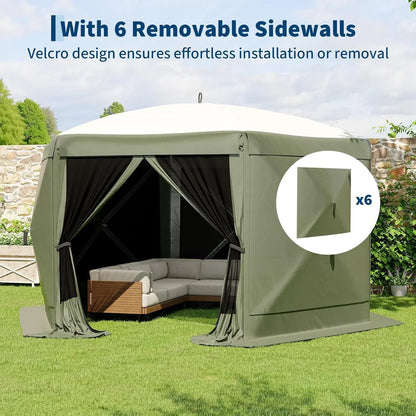13x13 Pop Up Canopy Tent, Screen Gazebo with Carry Bag | UPF 50+ Waterproof Quick Canopy Tent W/ Mosquito Netting; 6 Removable W