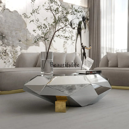 LJYStainless steel light luxury creative special-shaped coffee table high-end model house villa living room art coffee table