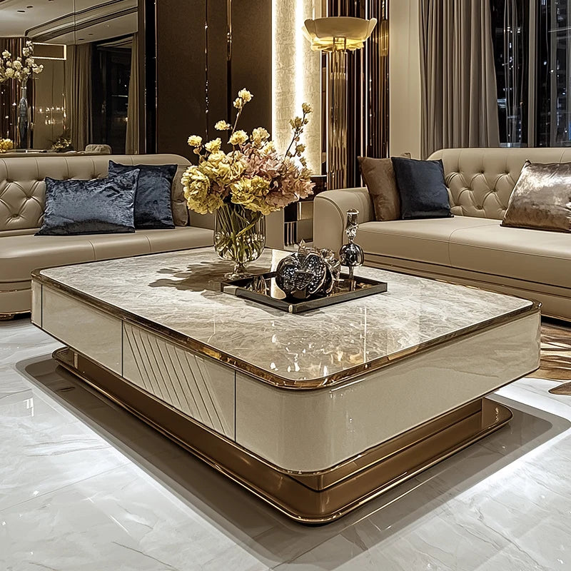 Microcrystalline stone large apartment flat living room coffee table marble