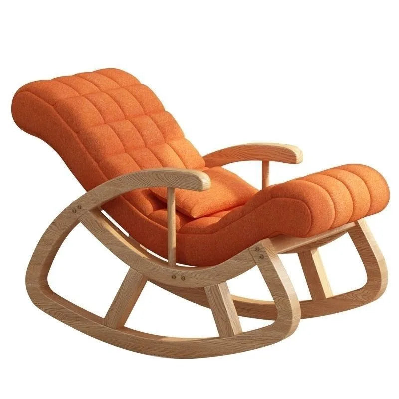 Solid wood rocking  leisure adult solid wood recliner nap chair balcony lazy sofa rocking  for middle-aged and e