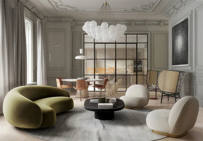 Round Teddy Sofa Lounge Nut Circle Curved Couch White Modern Sofas Chaise Lounge Nordic Style Canape  Living Room Furniture