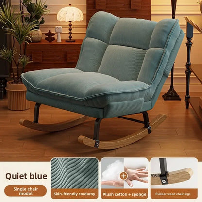 Nordic Widen Living Room Sofas for Living Room Adults Can Rocking Single Sofas for Balcony Leisure Corduroy Rocking Lazy Chair