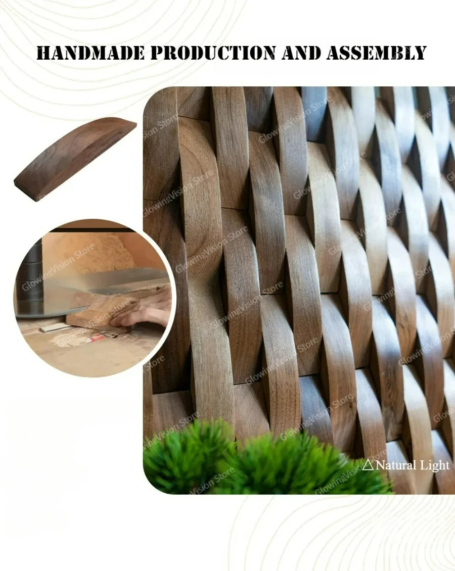 3D Mosaic Wall Panel Black Walnut Solid Wood Light Luxury Simple Acoustic Diffuser Background Wall Decoration Wall Stickers