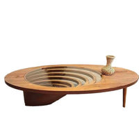 Table basse moderne en bois massif pour petit appartement, table à thé ovale de luxe haut de gamme pour salon
