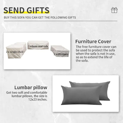 Patio Furniture Set, 5-Piece Outdoor Wicker Conversation Set with All-Weather PE Rattan, Anti-Slip Cushions & Ottomans, Sectiona