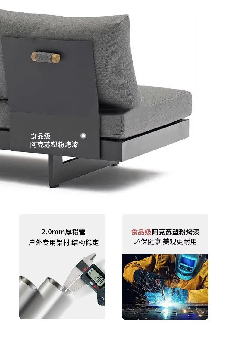 Teak outdoor sofa patio balcony garden villa hotel preservative wood rattan chair sofa furniture