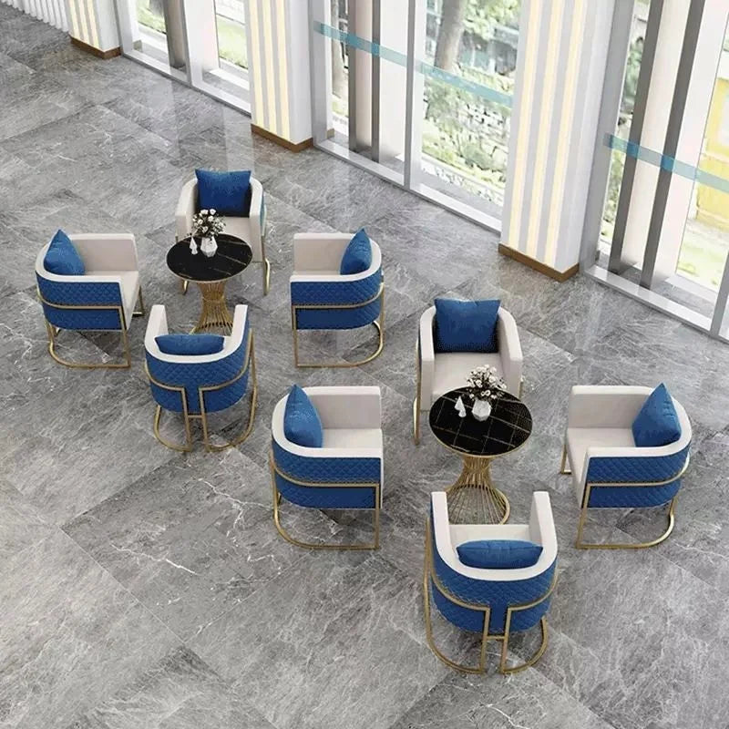 Ensemble de meubles de canapé de bureau en métal et cuir, multifonctionnel, pour loisirs d'Europe du nord, café, salle de réception