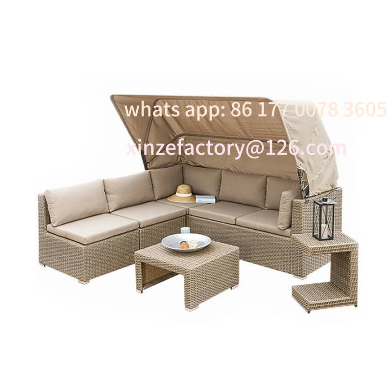 Customizable outdoor sofa waterproof sunscreen garden courtyard rattan chair open-air balcony outdoor rattan sofa coffee table c