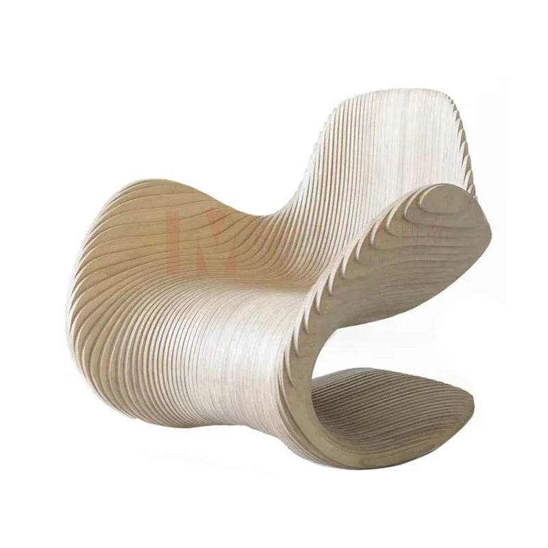 Solid wood sliced art seats, swan chairs, special shape home hotel designer curve creative soft sofa chair