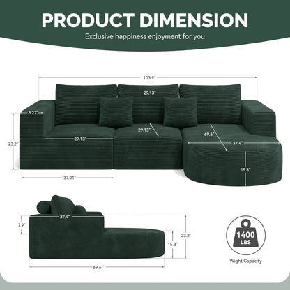 Modular Sectional Sofa L-Shape Deep Seat Comfy Living Room Bedroom No Assembly 1PCS,Customized