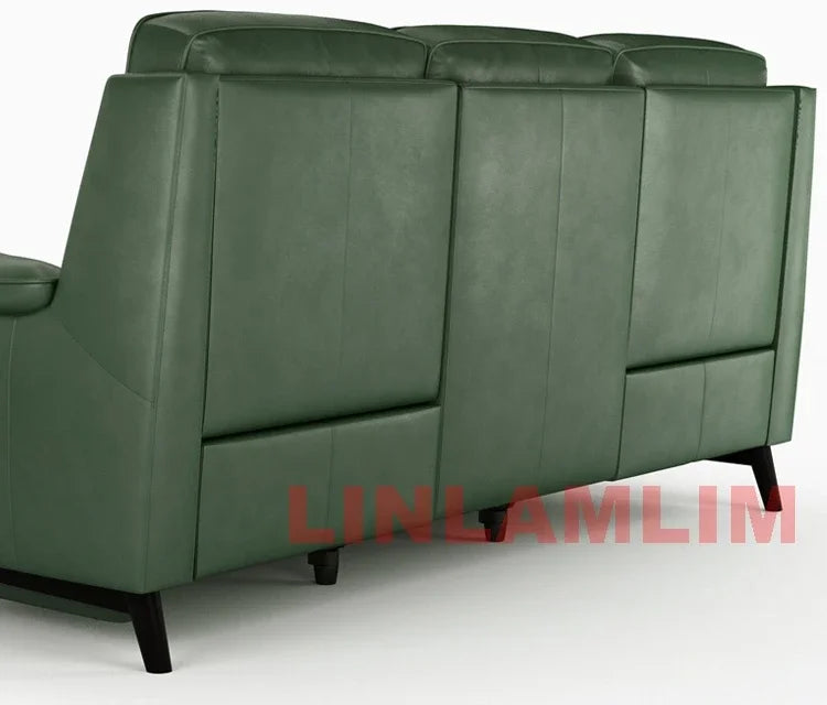 MANBAS Luxury Power Reclining Sofa - Modern Genuine Leather 3-Seater Couch with Footrests & USB, Electric Recliner Home Theater