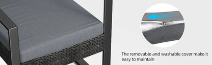 utdoor Rattan Conversation with Coffee Table for Garden Balcony Backyard Poolside (Grey Cushion)