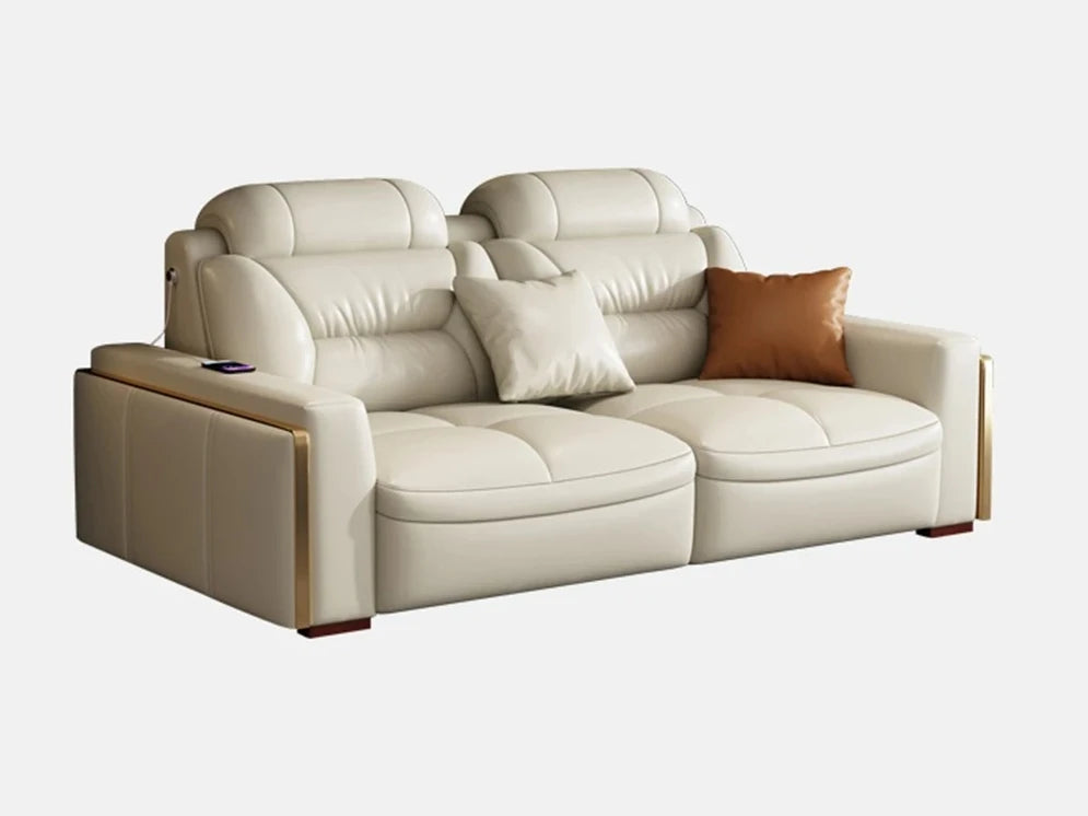 Premium  Italian Genuine Leather Sectional Sofa Sets Couch Sofas with USB and Bluetooth Speaker