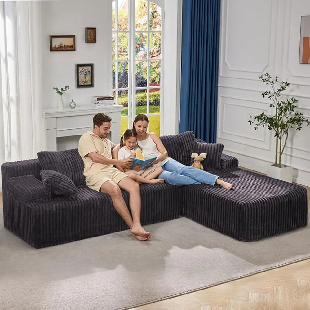 108'' L-Shape Memory Foam Modular Sectional Sofa Couch 3 Seat Living Room Furniture Set
