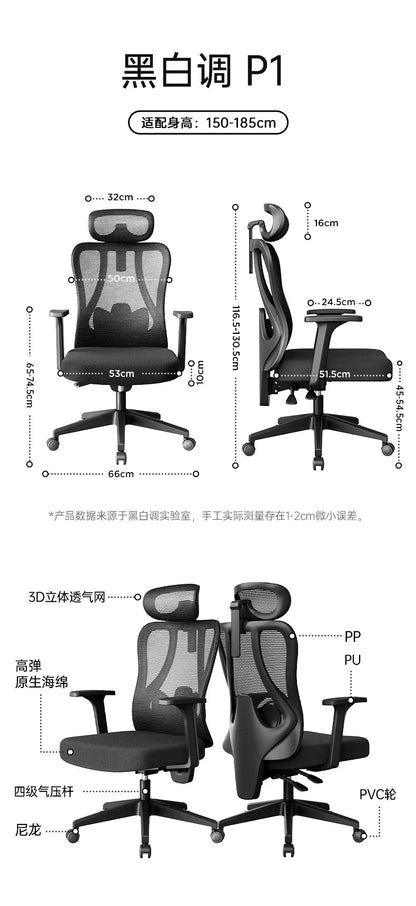 P1 Ergonomic Office Chair Mesh Home Adjustable Computer Gaming Chiar with Lumbar Support