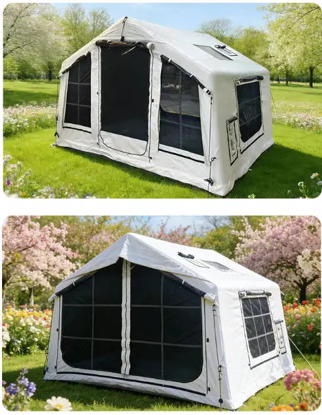 New 8㎡ 420D Oxford Fabric Marquee for Use Outdoor Camping Inflatable Snow-White Tent—Windproof Waterproof No-Peg-Required