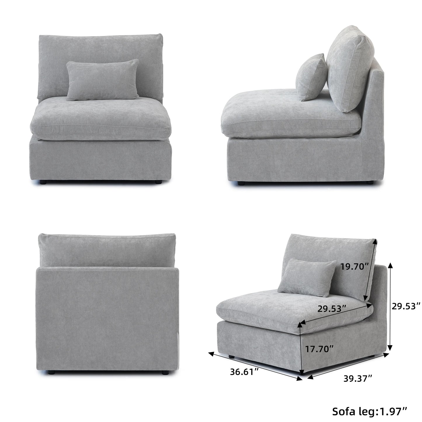 Modular Sectional Sofa for Living Room 160" Cloud Couch Down Filled U Shaped Couch with Ottoman Modern 6 Seater Convertible Sofa
