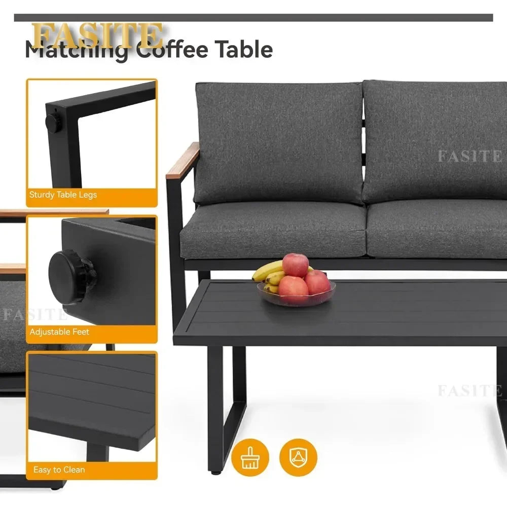 Patio Furniture Set, 4 Pieces Outdoor Patios Furnitures with Table Set, Patios Conversation Sets, Outdoor Patio Furniture Sets