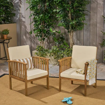 3 Pieces Patio Set Outdoor Acacia Wood Furniture  for Garden, Patio & Deck