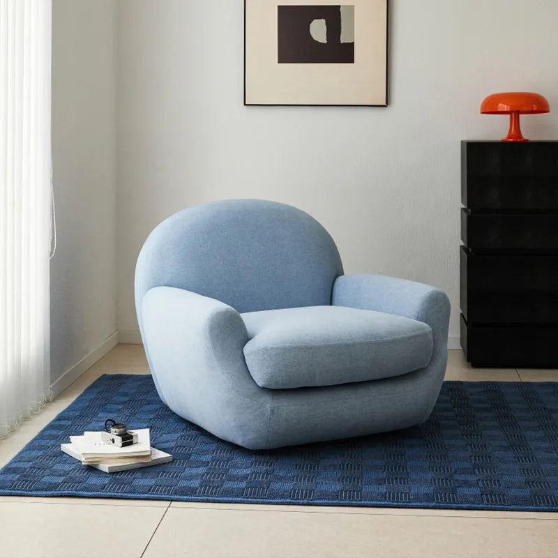 Cream Fabric Lazy Sofa Single Seater Armchair Comfort Accent Furniture for Living Room Bedroom
