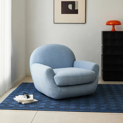 Cream Fabric Lazy Sofa Single Seater Armchair Comfort Accent Furniture for Living Room Bedroom