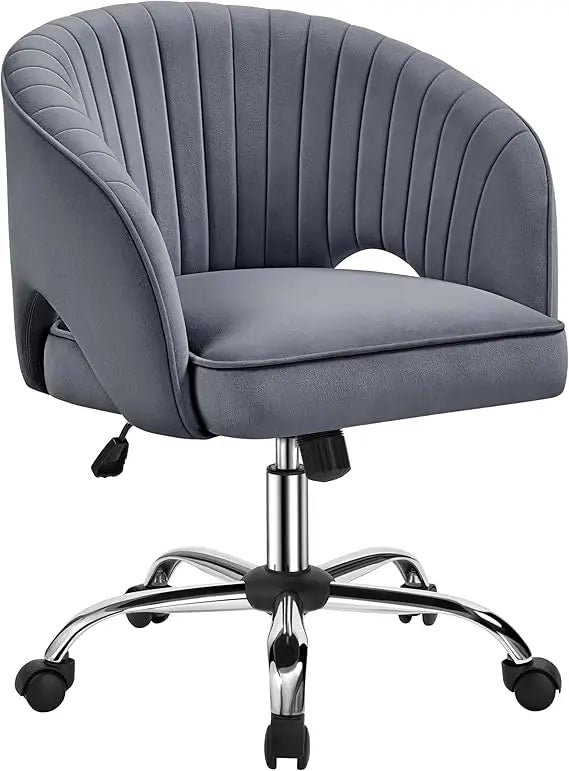 Home Office Chair Velvet Desk Chair, Upholstered Modern Swivel Chair with Tufted Barrel Back, Rolling Wheels for Offic