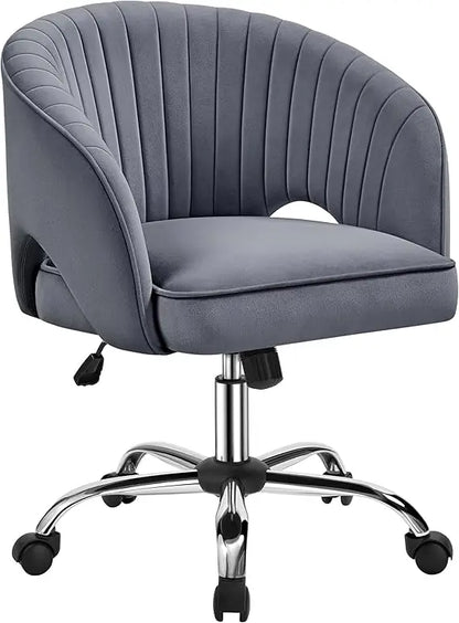 Home Office Chair Velvet Desk Chair, Upholstered Modern Swivel Chair with Tufted Barrel Back, Rolling Wheels for Offic