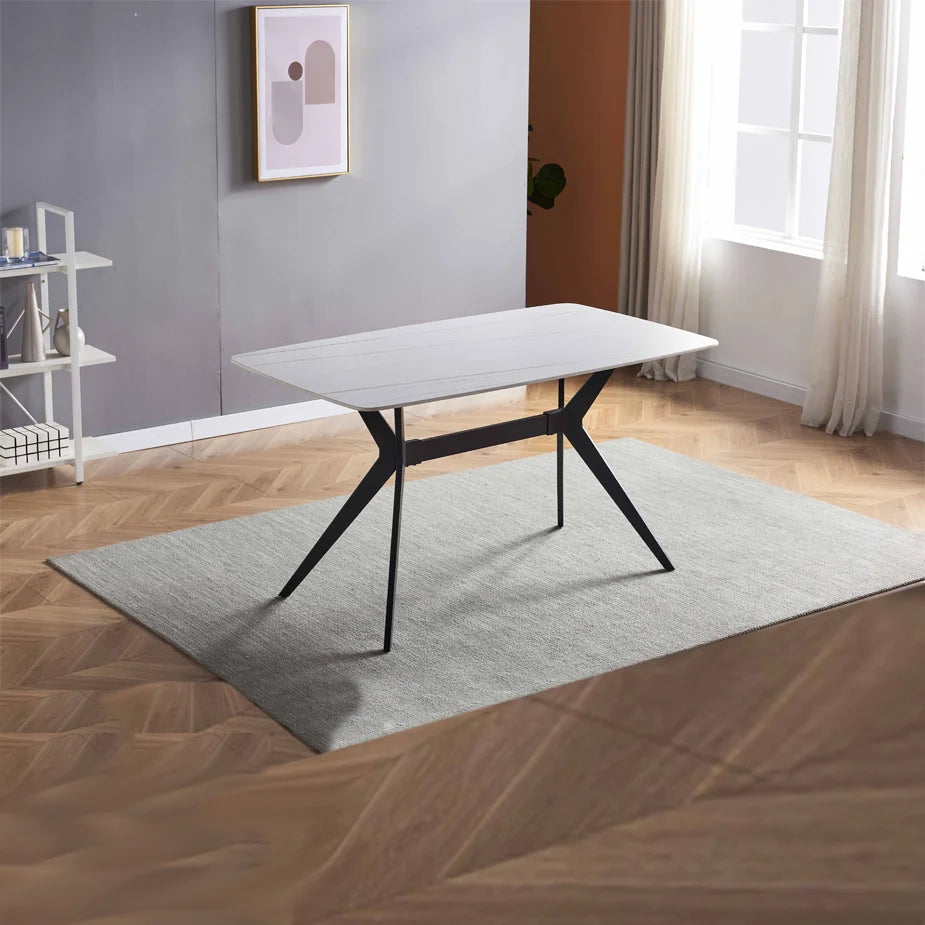 Dining Table 4 6 8 10 12 Seat Large Long Space Saving White Marble Marble Top Stainless Steel Frame Extendable Dining Table