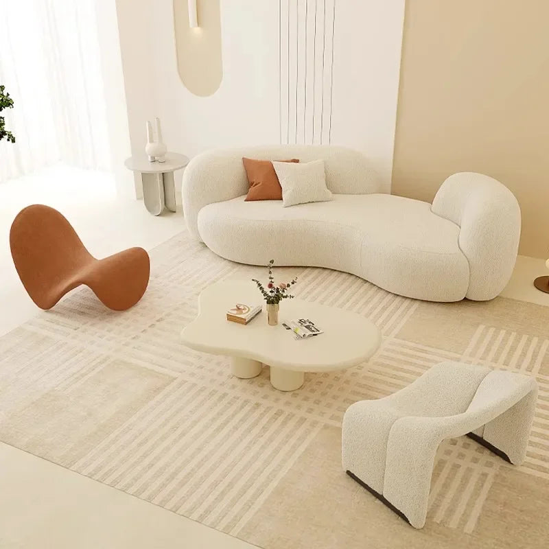 Cream wind sofa, new reception curved sofa in the living room