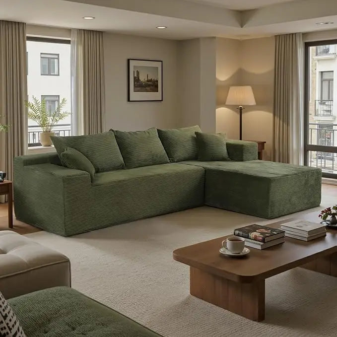 Sectional Couches for Living Room, Boneless Couch with L-Shape Chaise, Modular Sofa in Box with Deep Seat, No Assembly Req