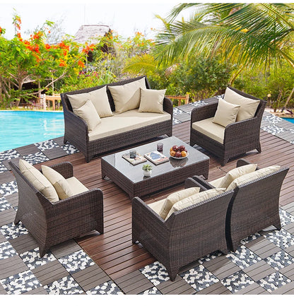 Wicker outdoor imitation rattan leisure living room courtyard balcony furniture sales office outdoor display negotiation sofa