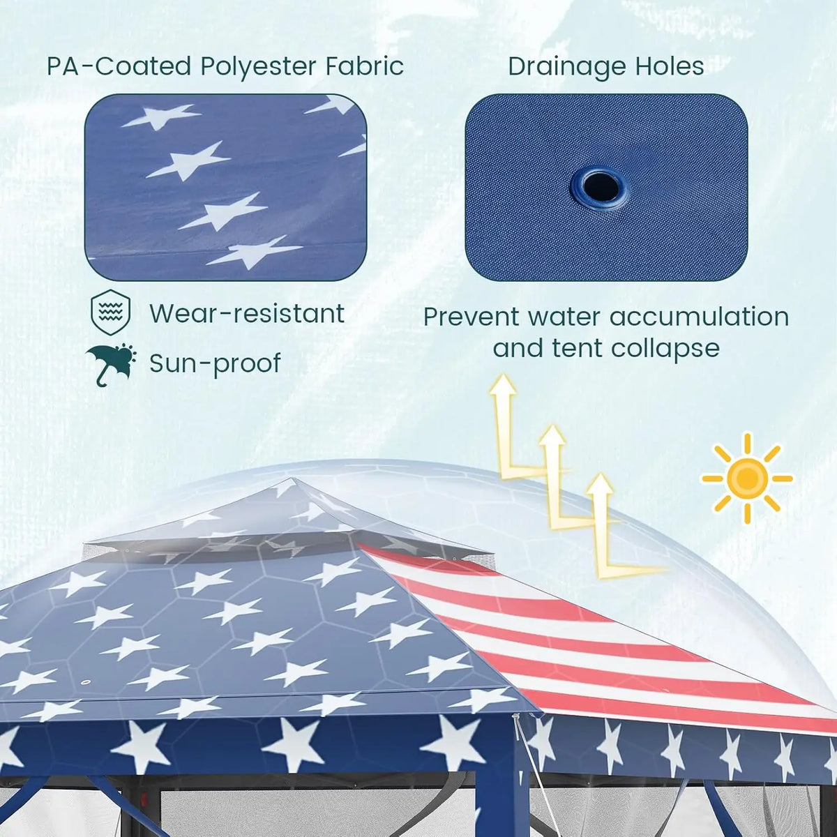 11 ft × 11 ft Pop up Gazebo, Portable Screen Canopy Shelter w/Mesh Netting Sidewalls, Vented Top, Drainage Holes,, Customized