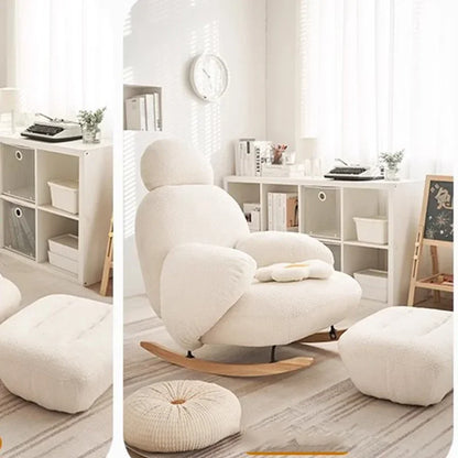 Customizable Modern Ergonomic White Chairs Minimalist Living Room Recliner Lounge Chairs Floor Bedroom