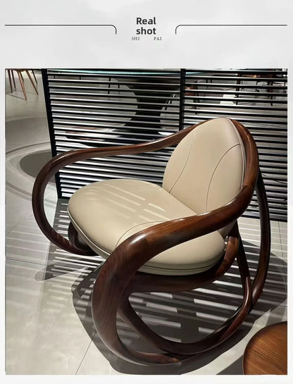 Rocking solid wood sofa recliner balcony black walnut lazy leisure lazy leisure chair
