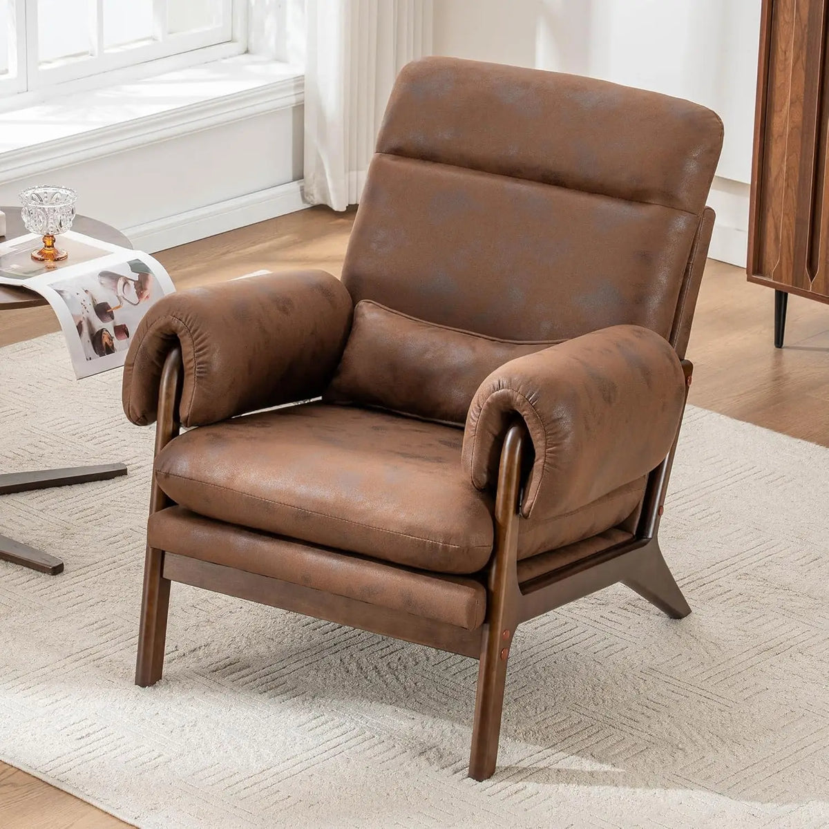 Mid Century Modern Chair Set of 2, Upholstered Lounge Arm Chair with Solid Wood Frame, Comfy Accent Chair for, Customized