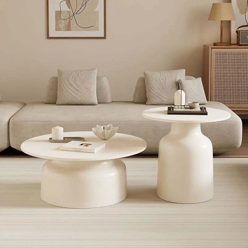 Modern Cream-style Coffee Round Table for Small Space Living Room Japanese Style Minimalist Furniture Living Room Side Table