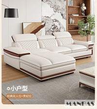 MINGDIBAO Premium Italian Genuine Leather Sofa Set for Living Room with Adjustable Headrests, Bluetooth Speaker, Wireless Charge