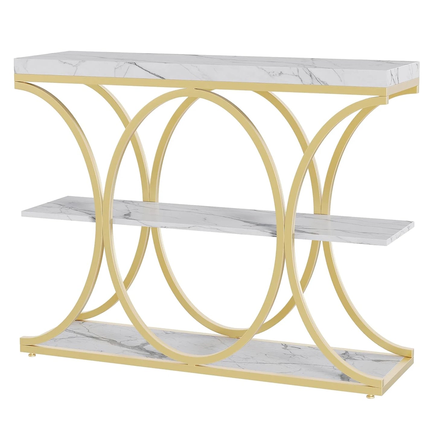 39" Narrow Console Tables for Entryway, Industrial 3-Tier Sofa Table with Metal Frame and Storage Shelves for Living Room,Foyer