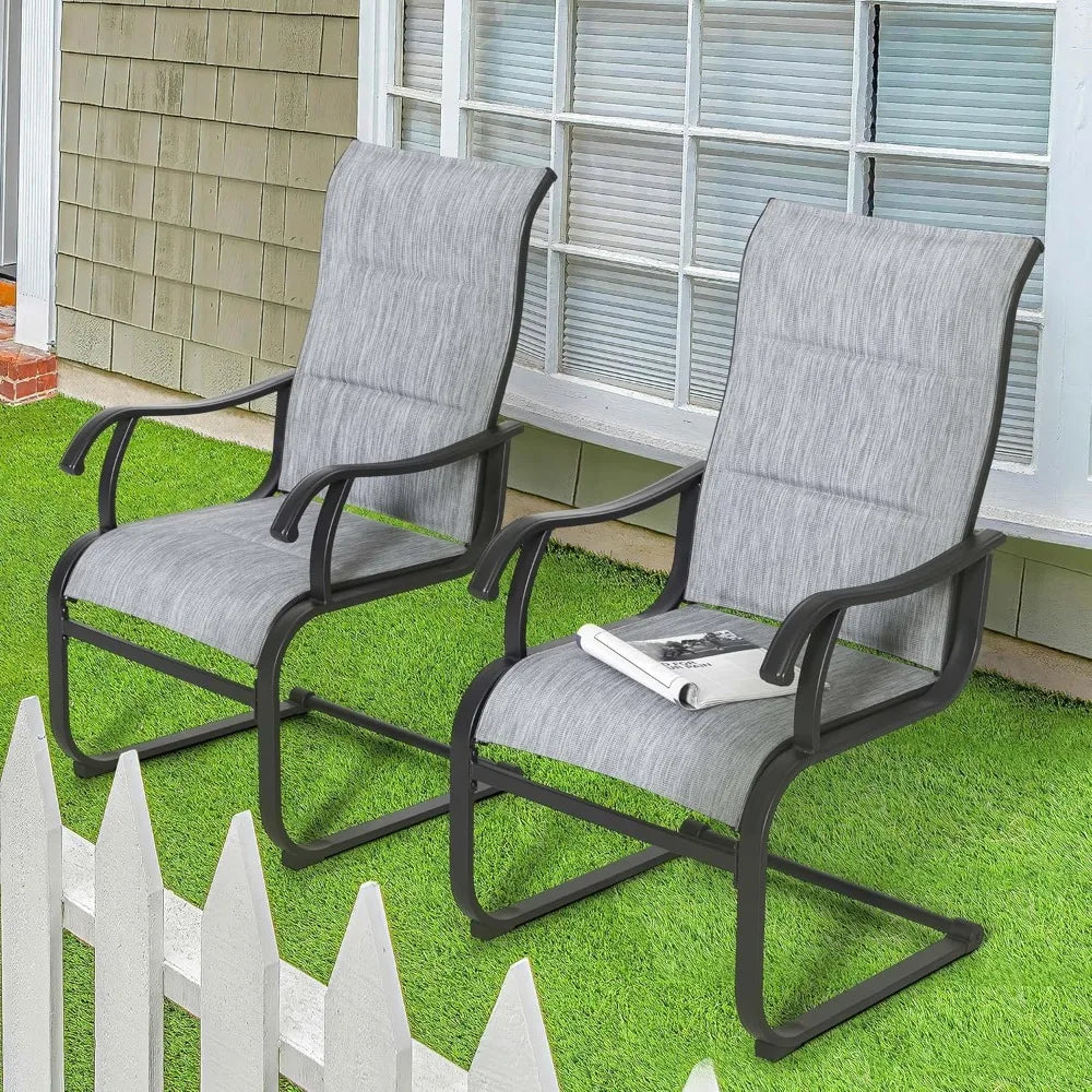 Outdoor Patio Dining Chairs Set of 2 Padded High Back Breathable Spring Motion Patio, Lawn & Garden
