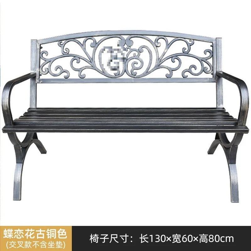 Practical Rustic Waterproof Furniture Cast IronBackrest  Iron Public Leisure Seating Metal Outdoor Garden Patio Park Bench