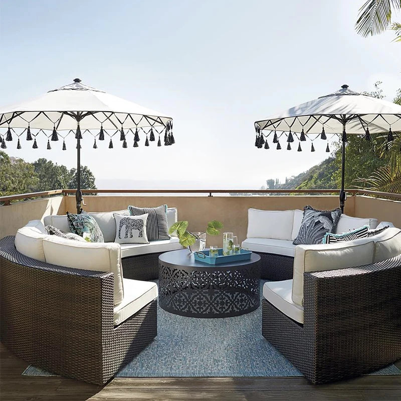 Living Room Combination Garden Sofas Courtyard Simple Lawn Coffee Table Garden Backrest Pe Rattan Furniture Sofá Jardín MHHYSF