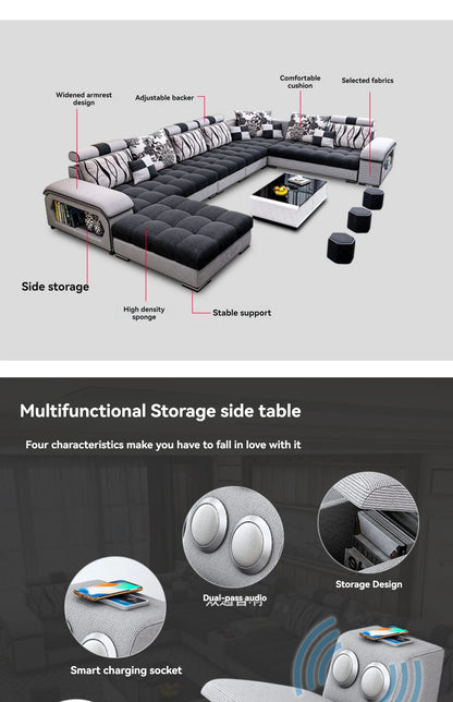 Sectional Couches for Living Room with Smart Bluetooth Speaker Charging Sectional Sofa Set with Chaise L-Shape Sectional Couch