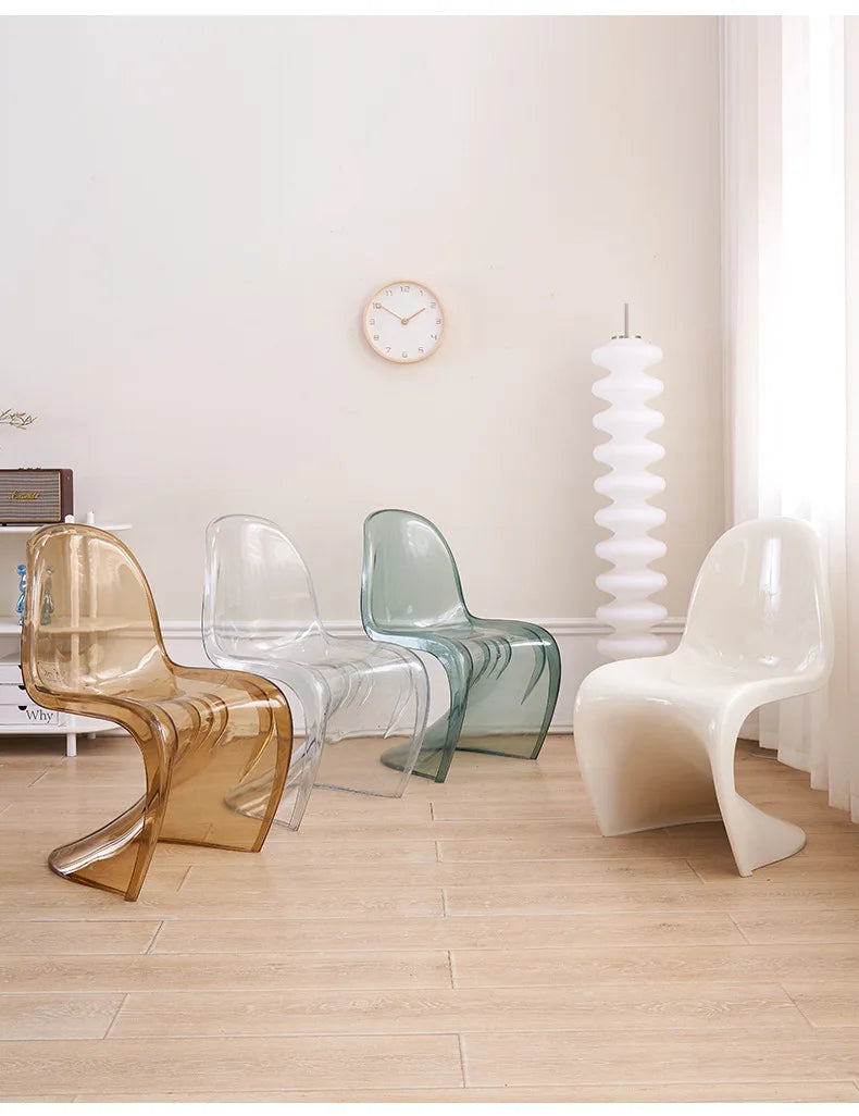 Acrylic Ghost Chair Modern Minimalist Transparent Dining Chair Designer Vanity Stool Kitchen Seating Clear Plastic Chaise Chair