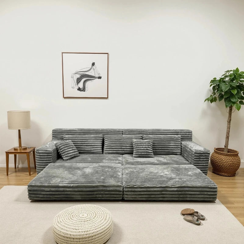 Straight Row Compressed Sofa Living Room Bedroom Cloth Art Modern Folding Sofa Bed Multifunctional Lazy Sponge Lounges Furniture