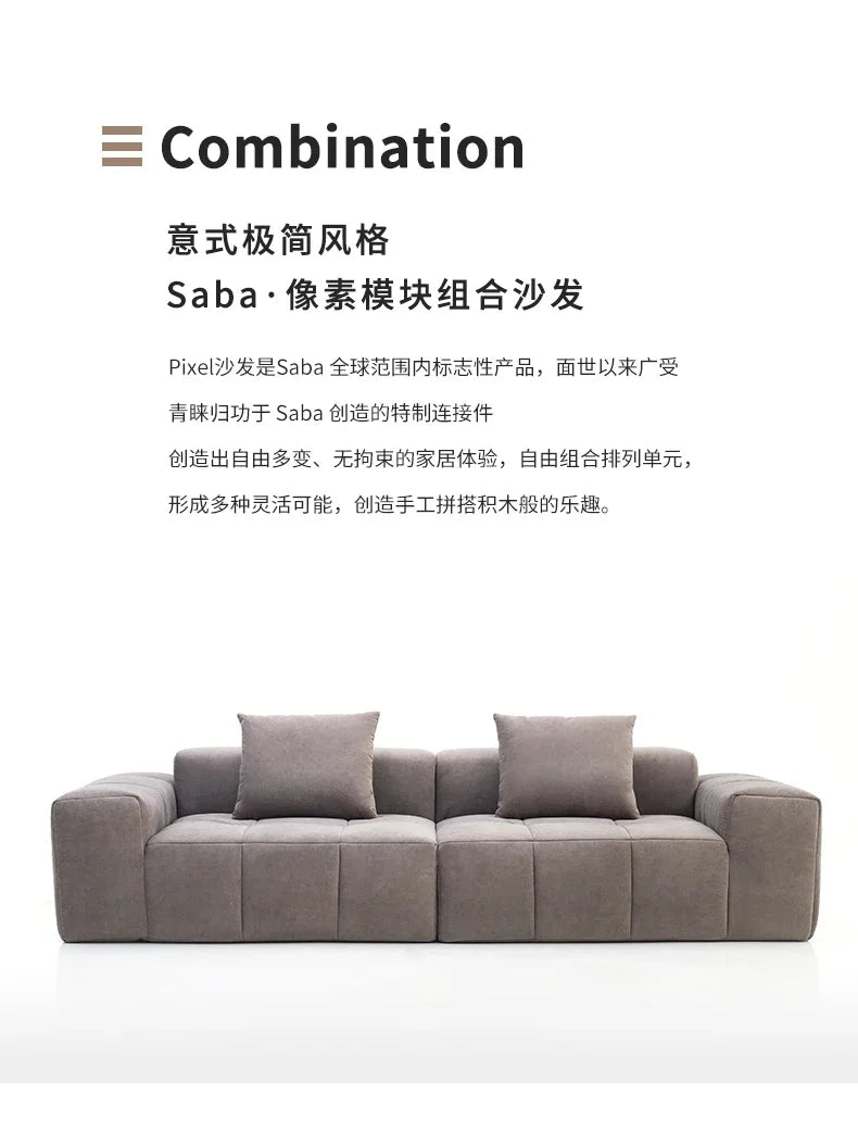 Full Sponge Compressed Fabric Sofa Modern Simple Living Room Couch Tofu Block Sofa Small Apartment Straight Row Combination Sofa