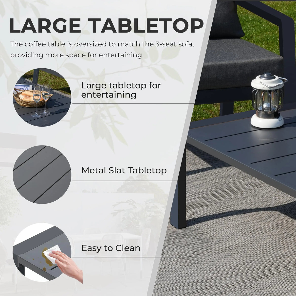 Ready to Ship Hot Sale Metal Outdoor Sofa Set Weather Resistance Patio Conversation Set Waterproof Garden Sofa Set Modern