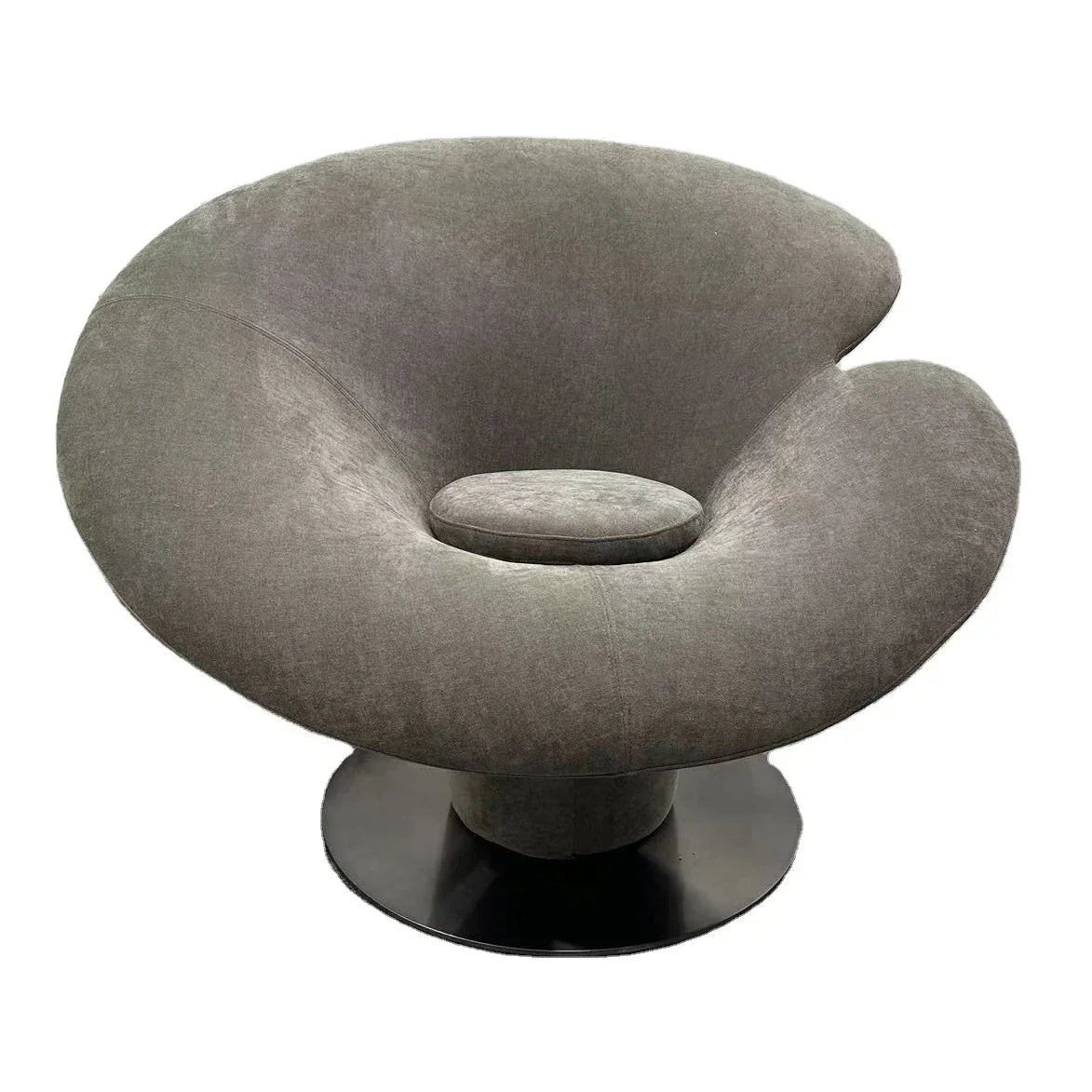 #y Elegant Accent Casual Black  Leather Lounge Chairs Single Sitting Room Arm Chair Living Room steel Flower fiberglass Armchair