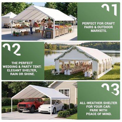 20x30ft Party Tent Heavy Duty with Removable Sidewalls White, Custom